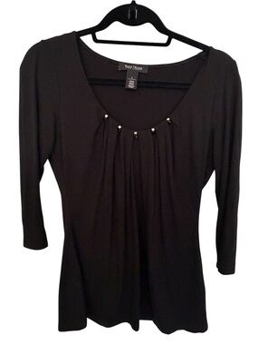 White House Black Market Black Pleated Top